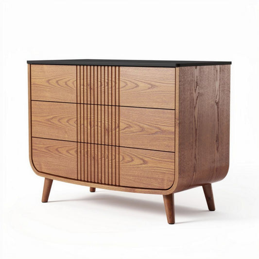 Ladenkast van hout met zwarte bovenkant en ribbelpatroon 80 x 45 x 75cm