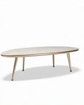 Ovale salontafel van marmer met metalen poten 150 x 80 x 45cm