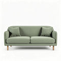 Groene stofbank met twee kussens en houten poten 180 x 80 x 70cm
