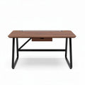Houten bureau met lade en zwart metalen frame 120 x 60 x 75 cm