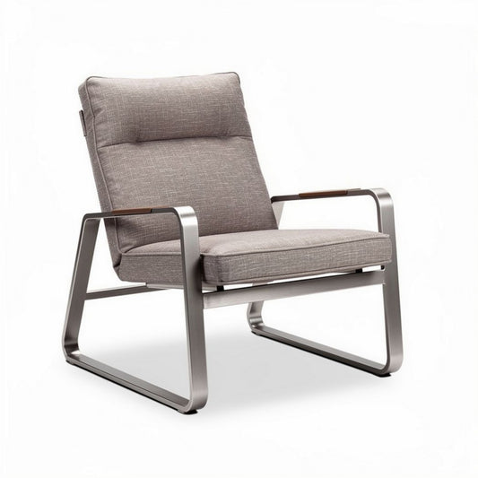 Stoel met metalen frame en stoffen bekleding in grijs 83 x 70 x 80cm