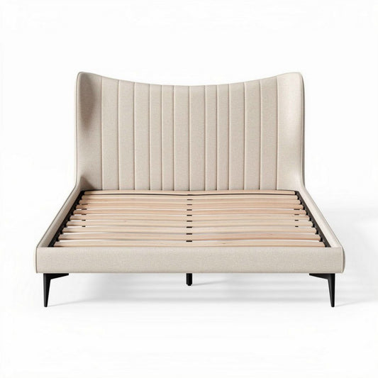 Bedframe met stoffen bekleding en houten lattenbodem 200 x 160 x 100cm